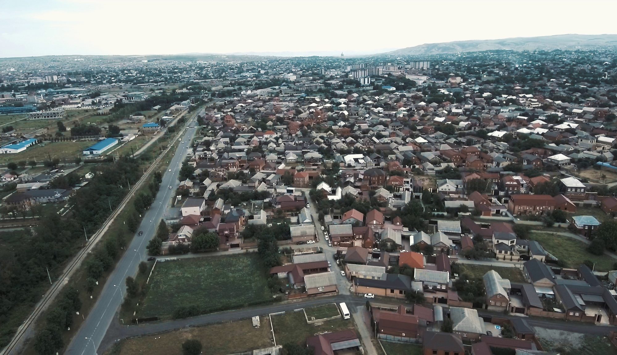Aerial view of a suburban neighbourhood